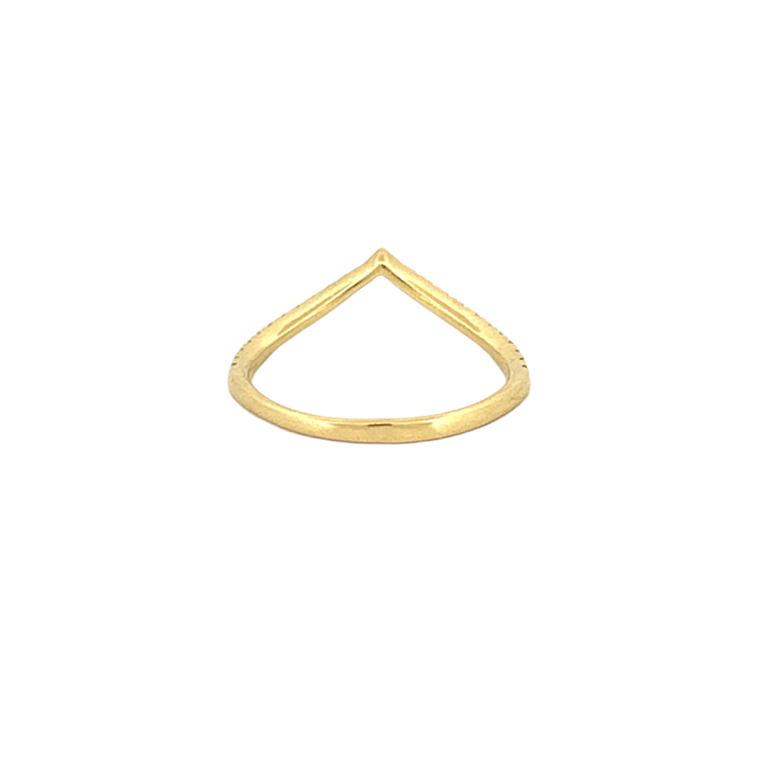 14K Gold V Crown Diamond Band