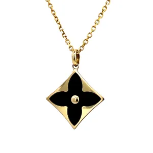 14K Onyx Flower Charm Necklace