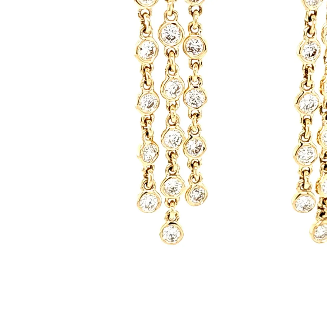 14k Yellow Gold 1.40ctw Bezel Diamond Chain Dangle Earrings (I8105)