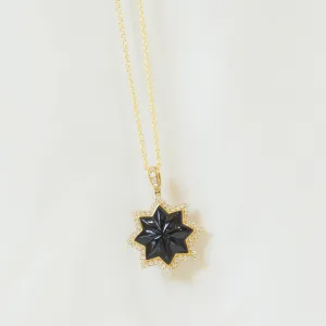 14ky 5.76ct Black Onyx Star Necklace