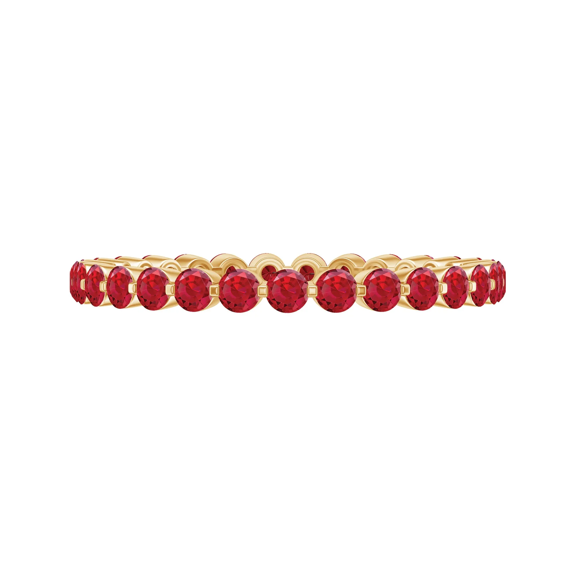 1.5 CT Created Ruby Minimal Eternity Ring in Gold
