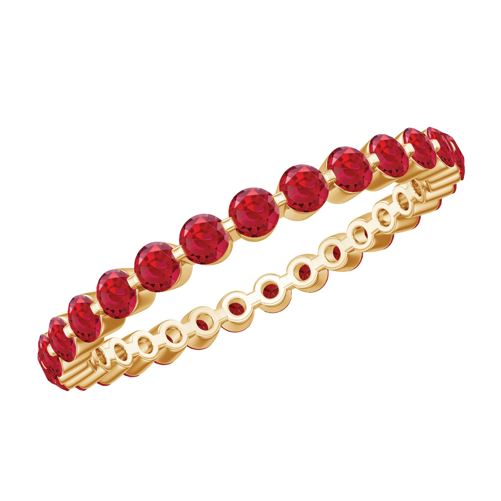 1.5 CT Created Ruby Minimal Eternity Ring in Gold