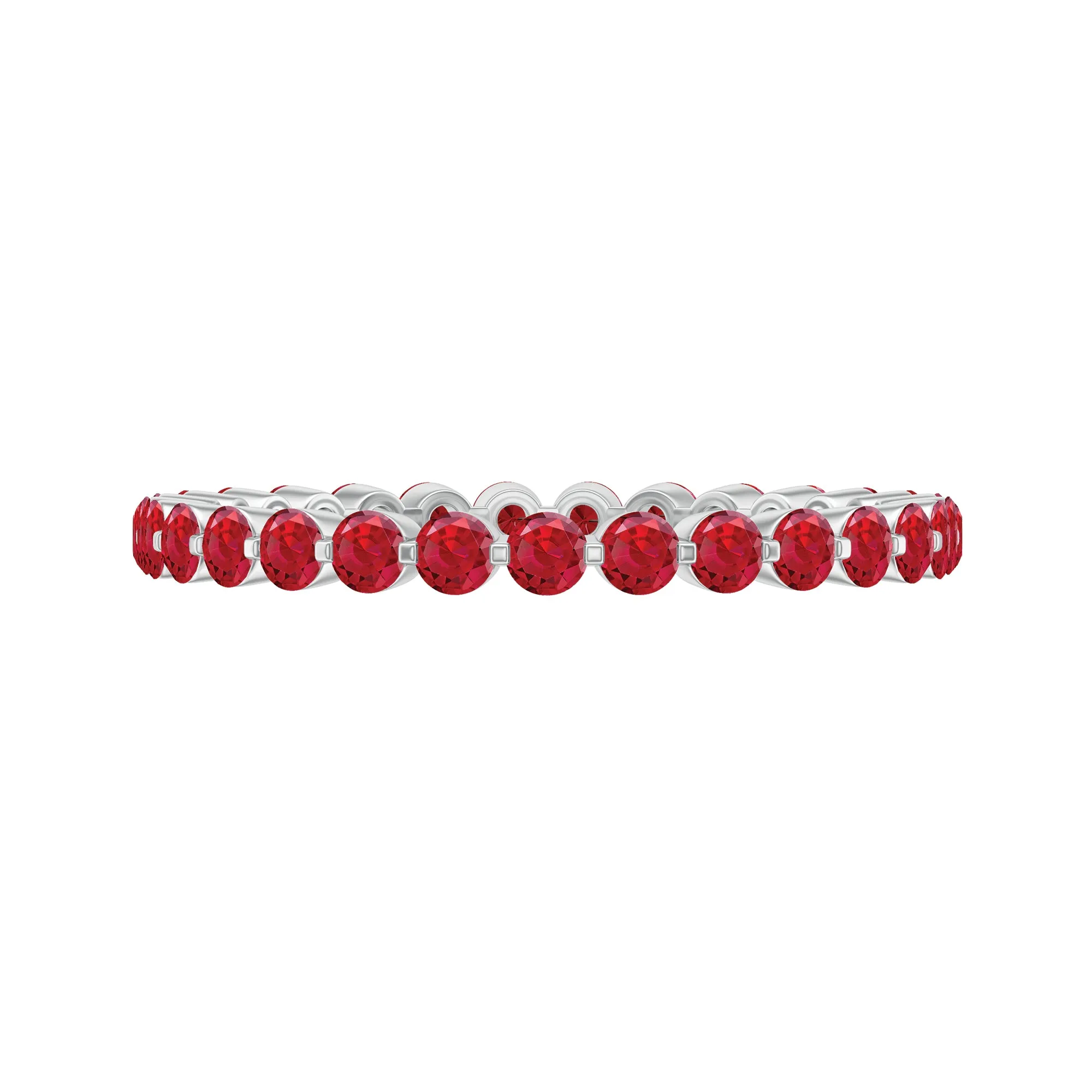 1.5 CT Created Ruby Minimal Eternity Ring in Gold