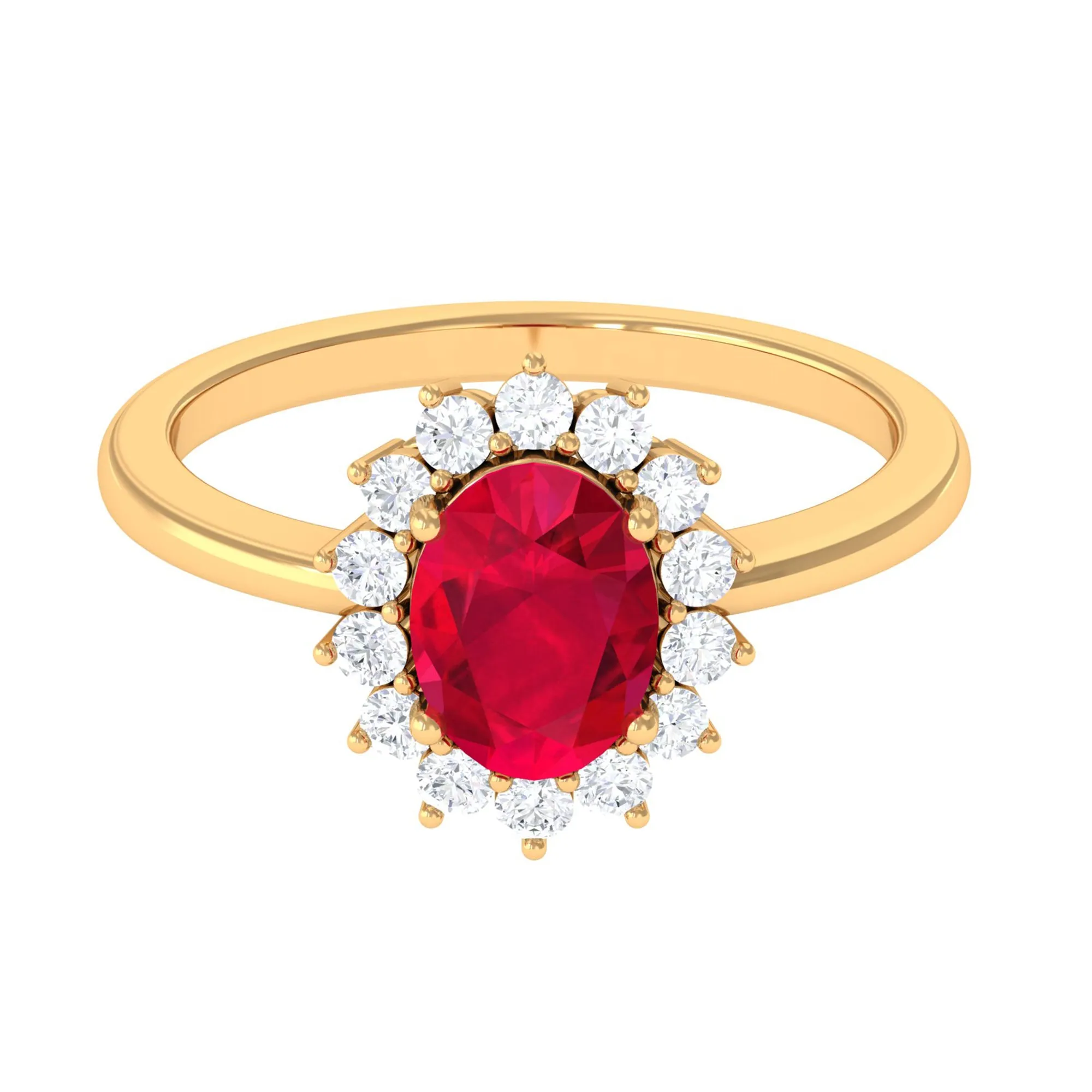 1.50 CT Princess Diana Inspired Created Ruby and Diamond Ring