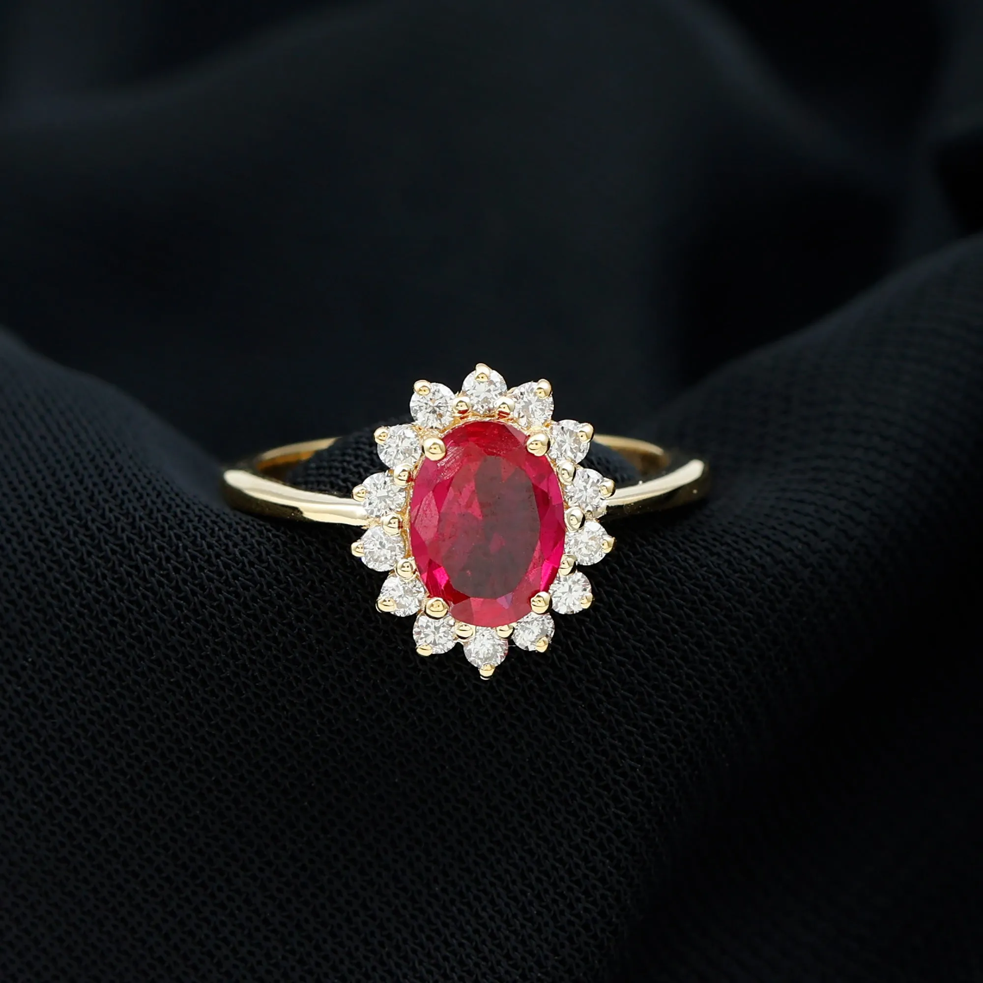 1.50 CT Princess Diana Inspired Created Ruby and Diamond Ring