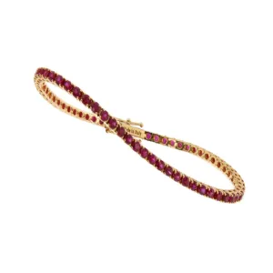 18ct Rose Gold Ruby Tennis Bracelet - 2.94ct