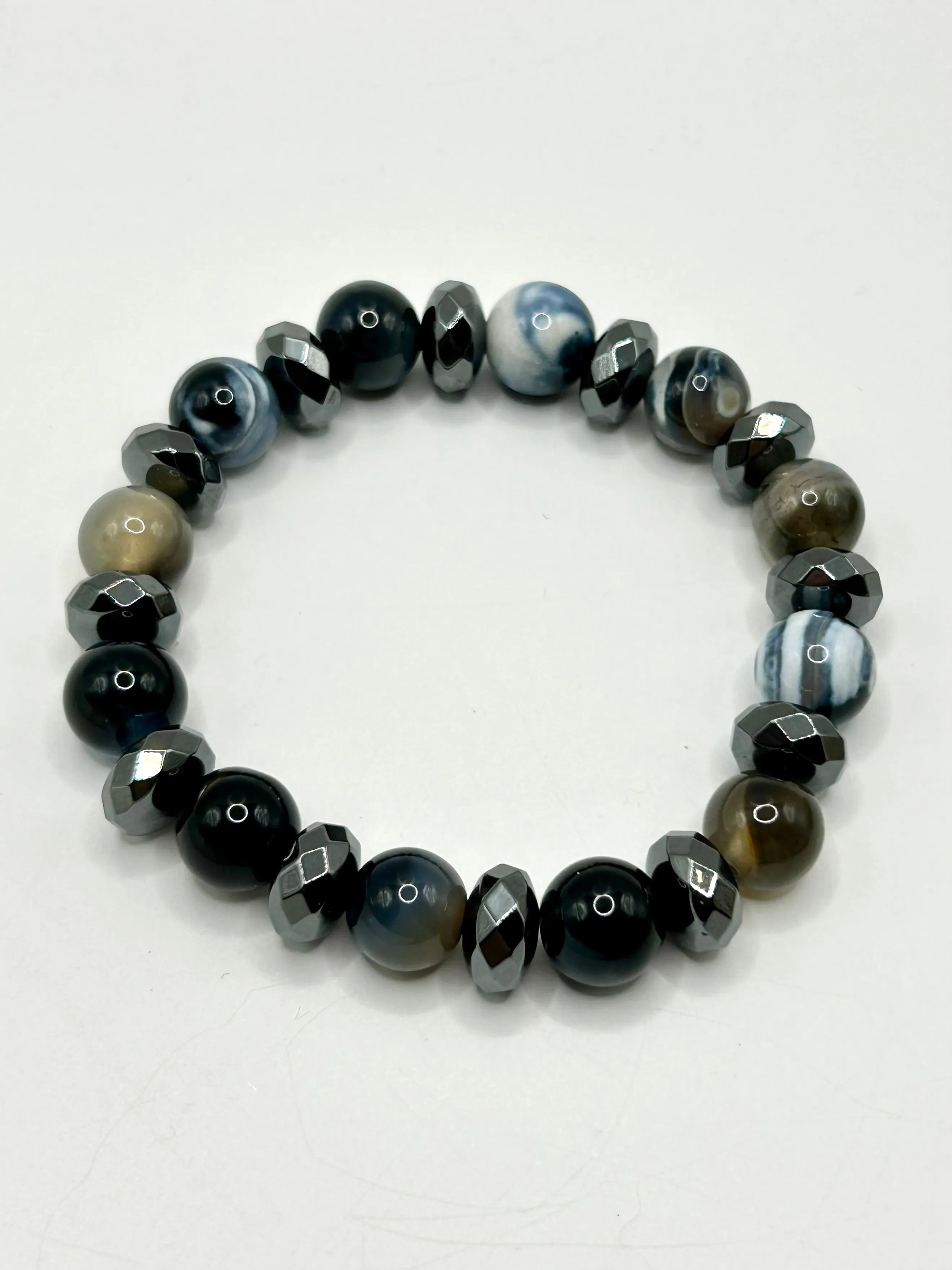 Agate & Hematite Gemstone Bracelet