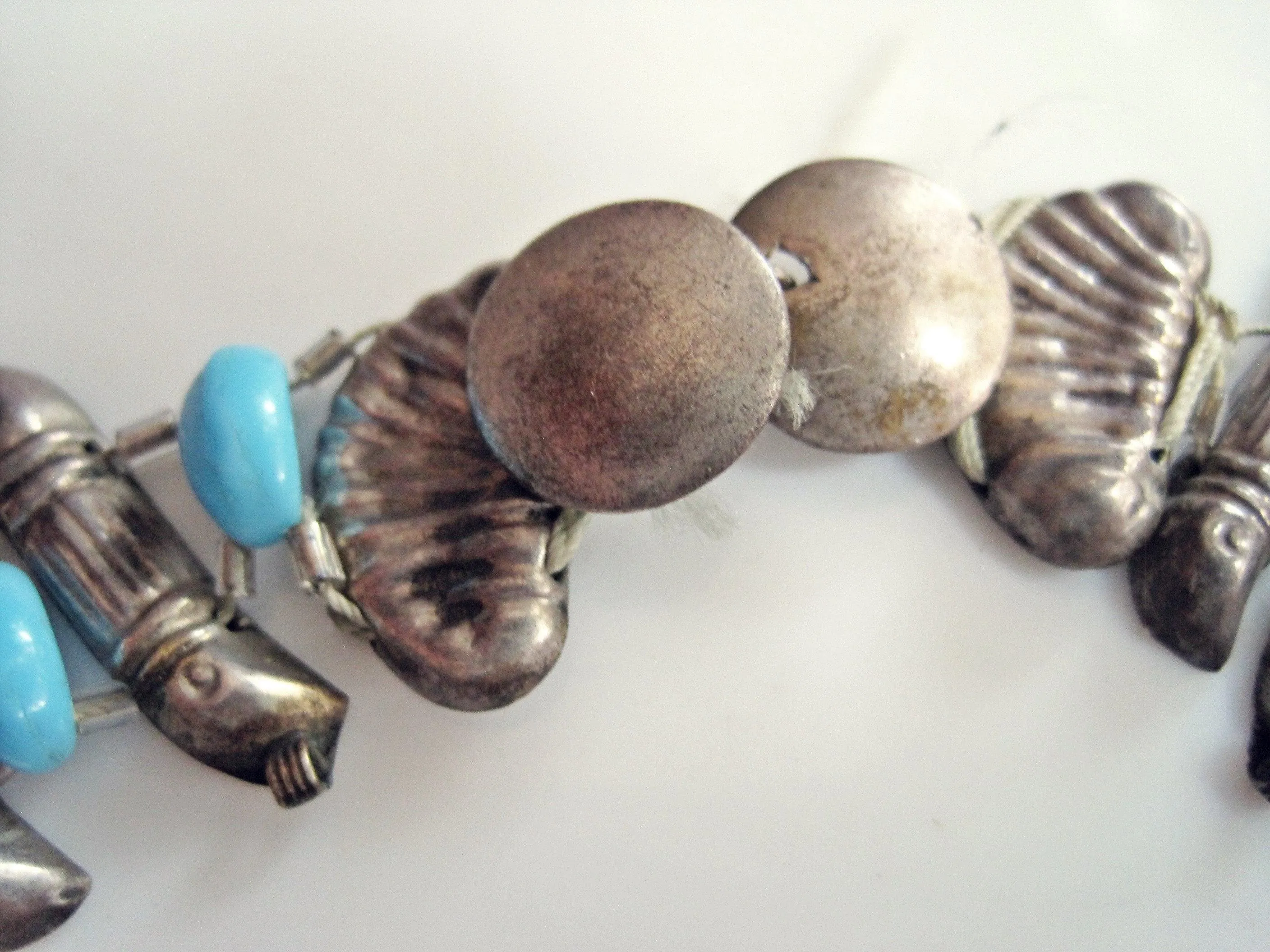 Antique Balkan Ottoman Silver and Blue Beads Choker Necklace