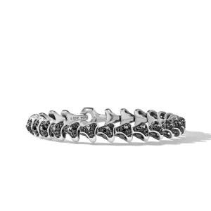 Armory Link Bracelet in Sterling Silver with Pave Black Diamonds