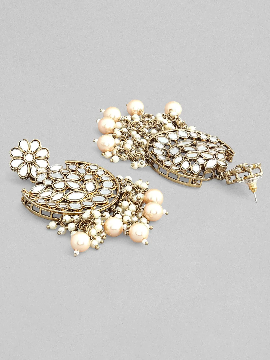 As Seen On - Rubans Gold Plated Handcrafted White Pearls With Mirror Choker Set.