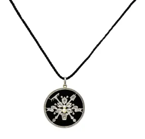 Belle Époque Diamond Onyx Platinum-Topped 18 Karat Gold French Flower Garden Pendant Necklace
