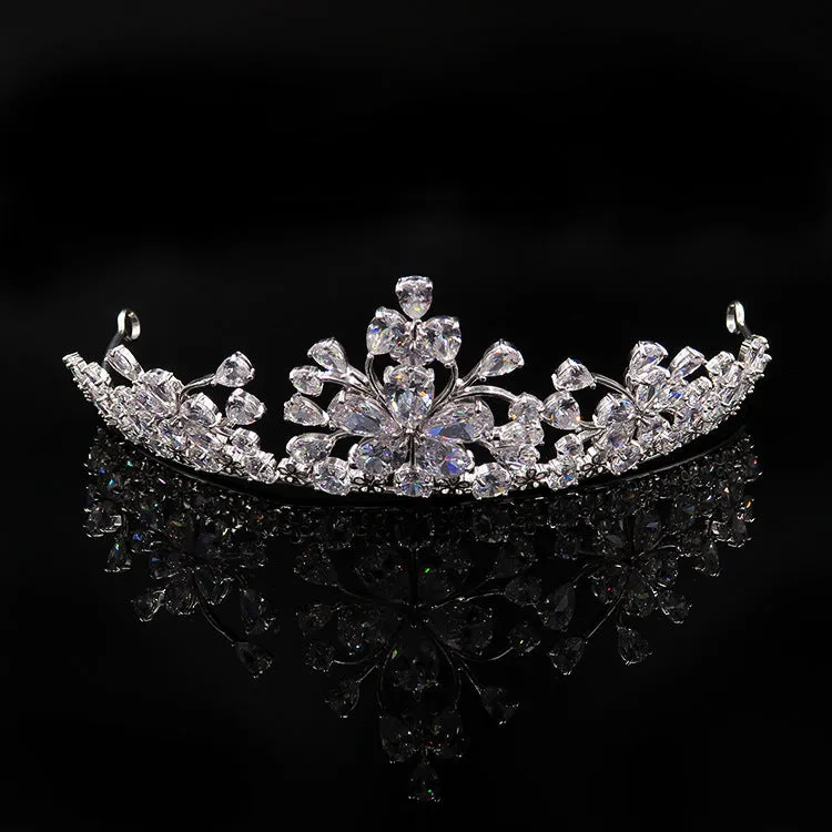 Bride Head Dress Crown Necklace Three Piece Earrings