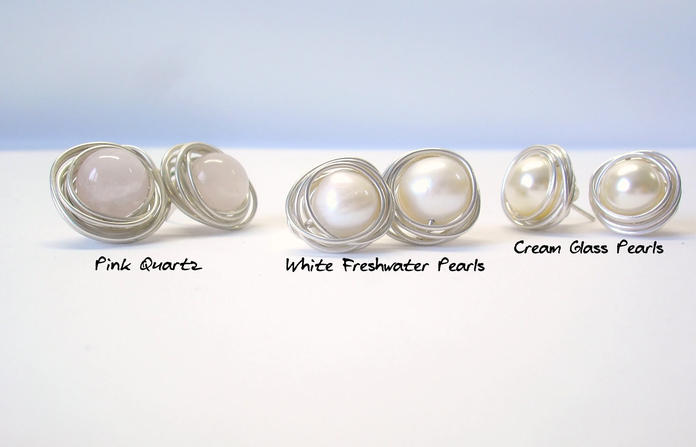 Bridesmaid gift. Silver earrings. Stud earrings. Gift for her. Rose quartz earrings. Bridesmaid earrings. Pink earrings