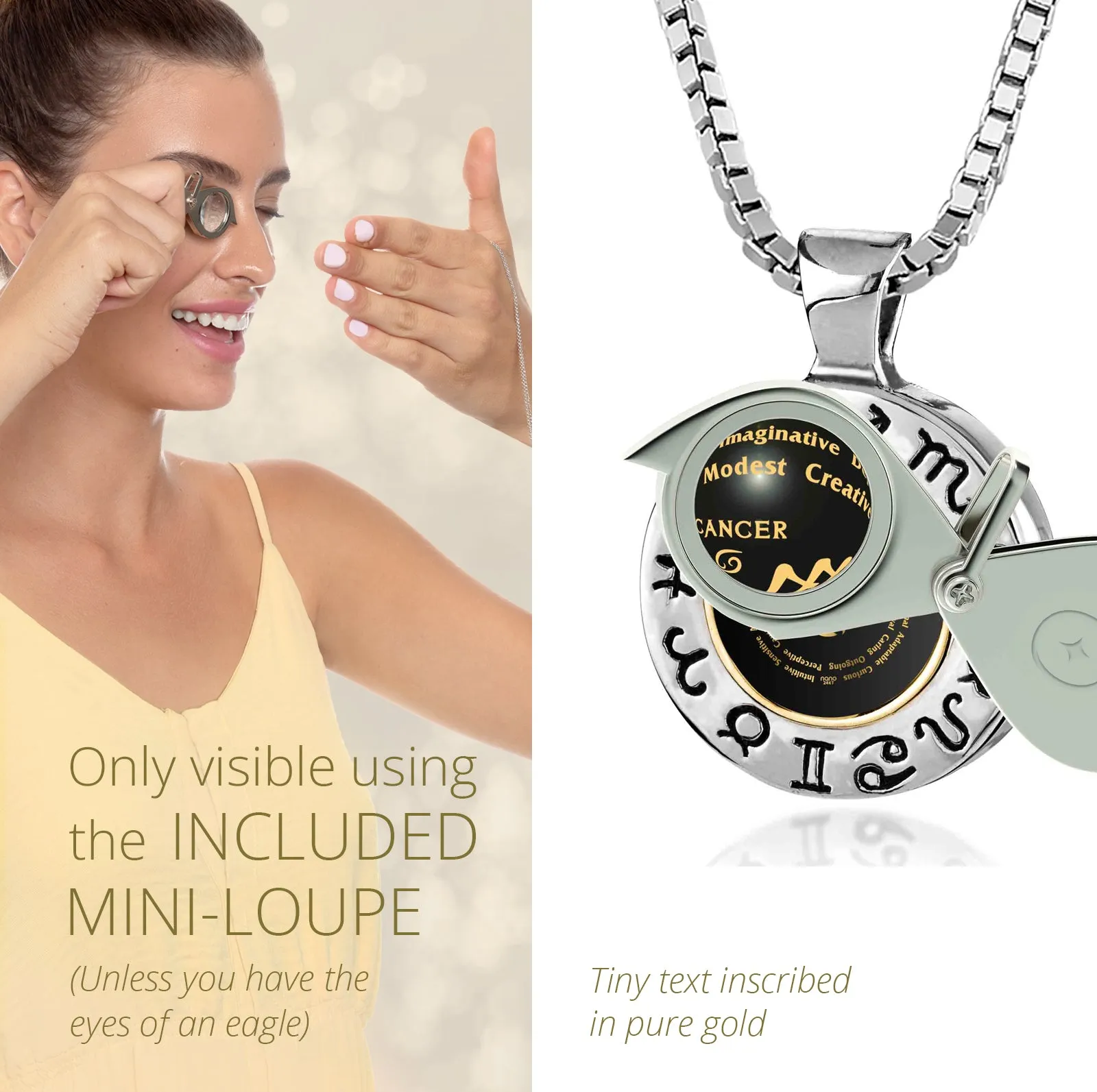 Cancer Gift for Women or Men | Silver Zodiac Sign Necklace