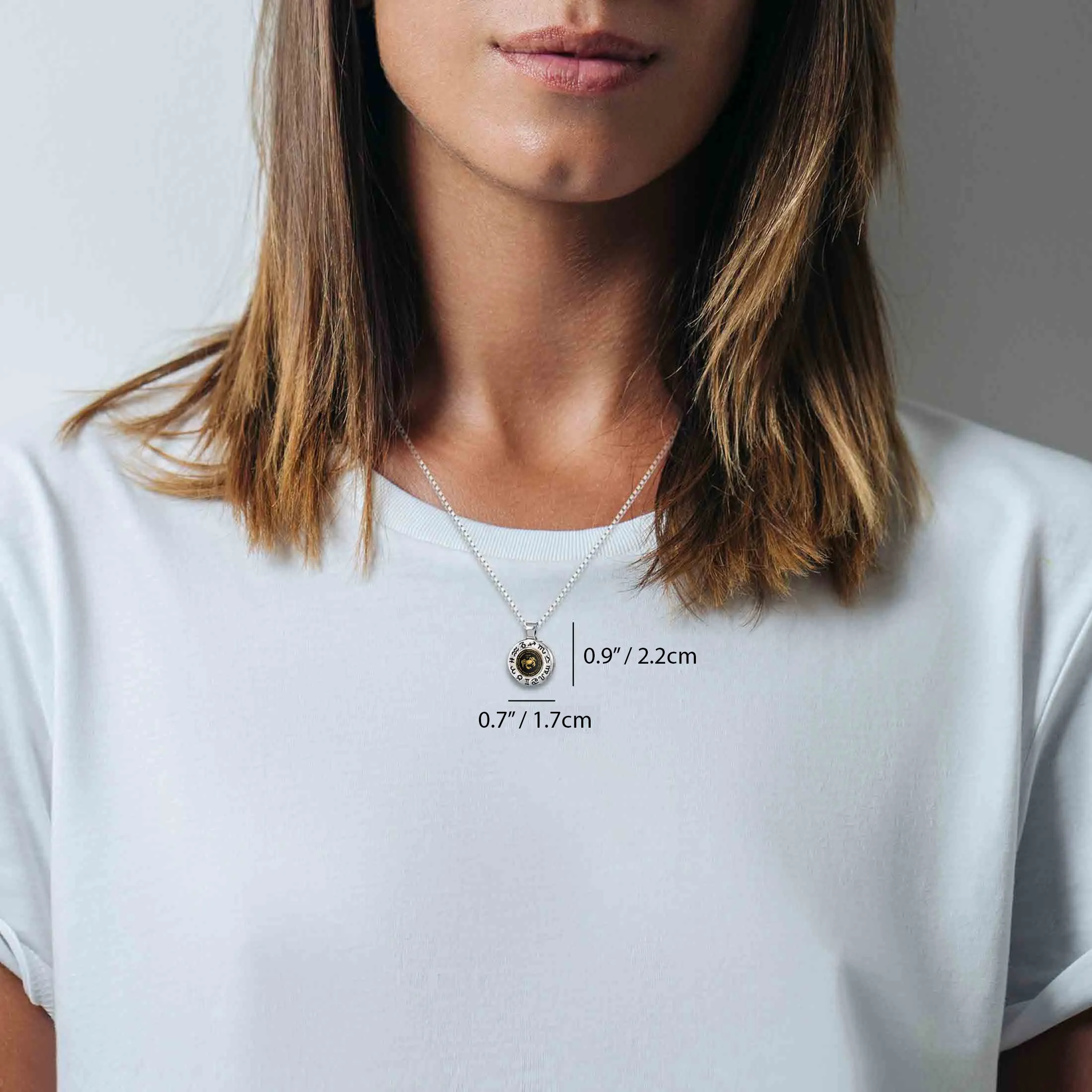 Cancer Gift for Women or Men | Silver Zodiac Sign Necklace