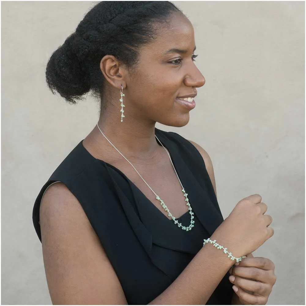 Chalcedony Gemstone Necklace, Bracelet, and Earring Set