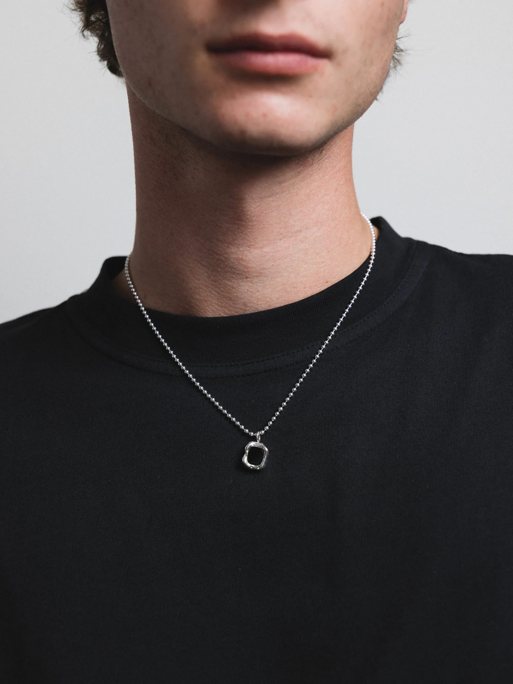 Charlie Necklace in Onyx and Sterling Silver
