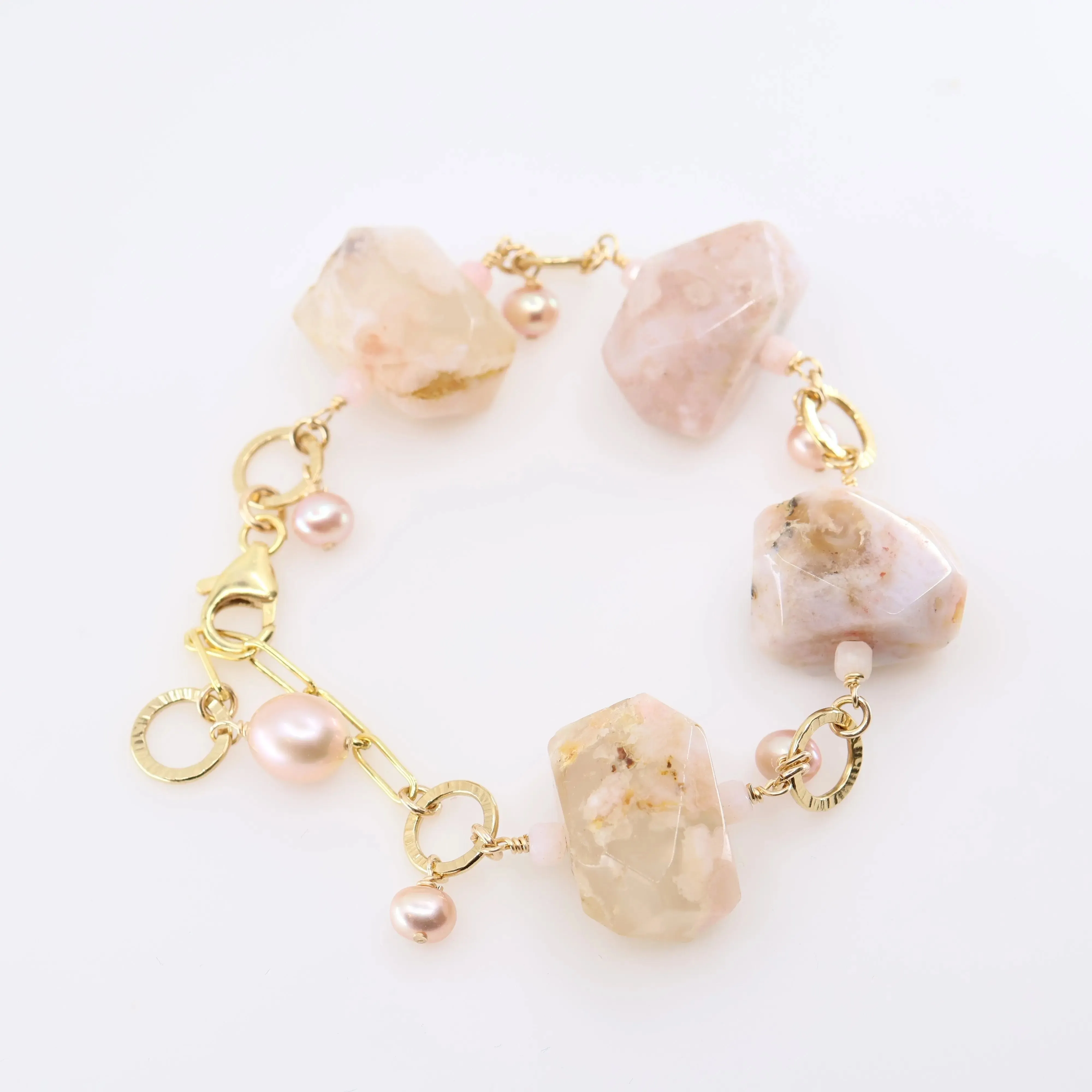 Cherry Blossom Agate & Pink Pearl Mixed Gemstone Bracelet