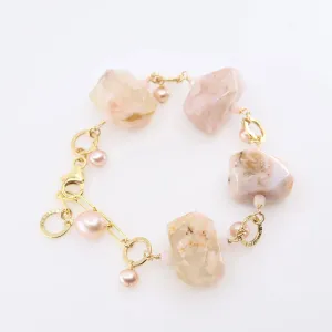 Cherry Blossom Agate & Pink Pearl Mixed Gemstone Bracelet