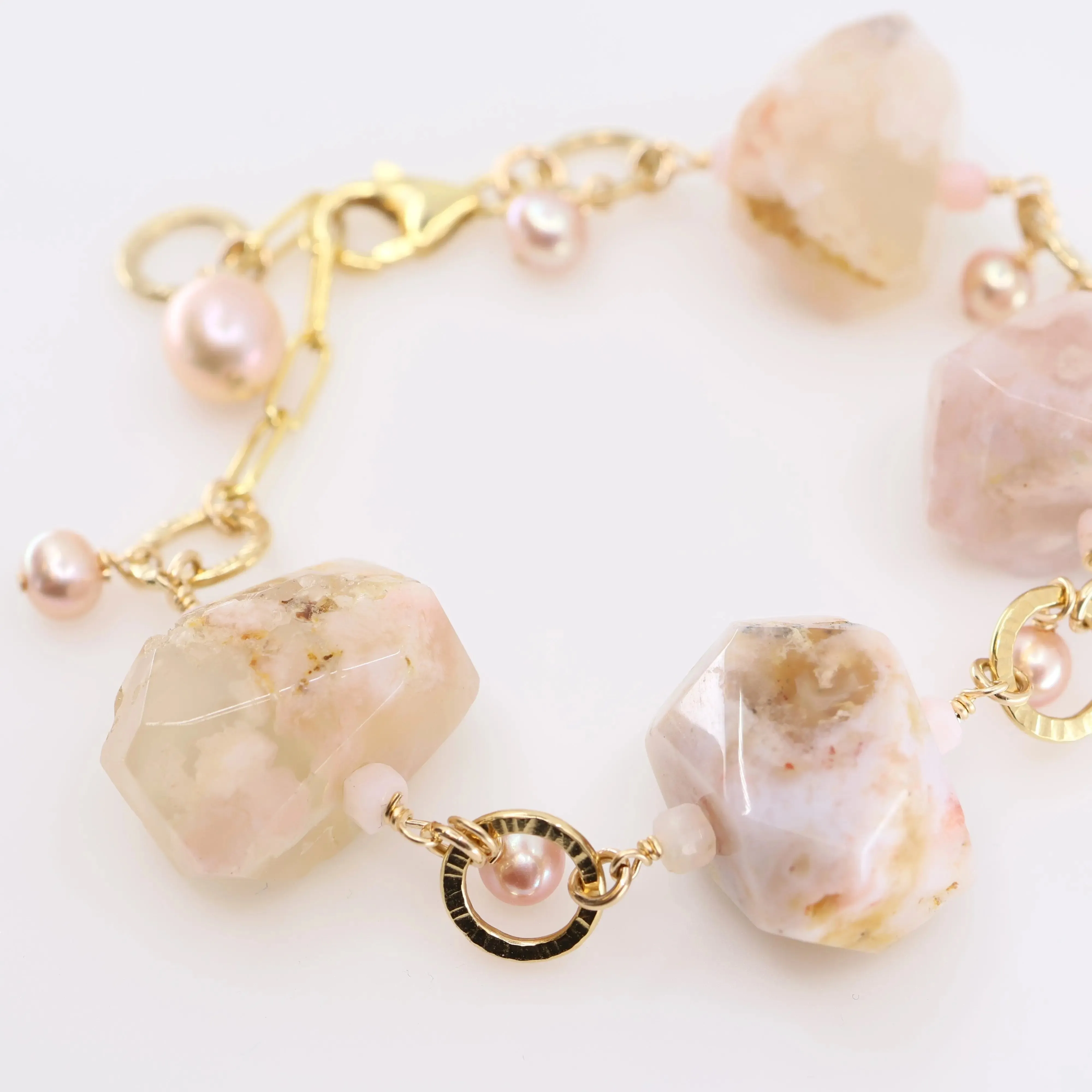 Cherry Blossom Agate & Pink Pearl Mixed Gemstone Bracelet