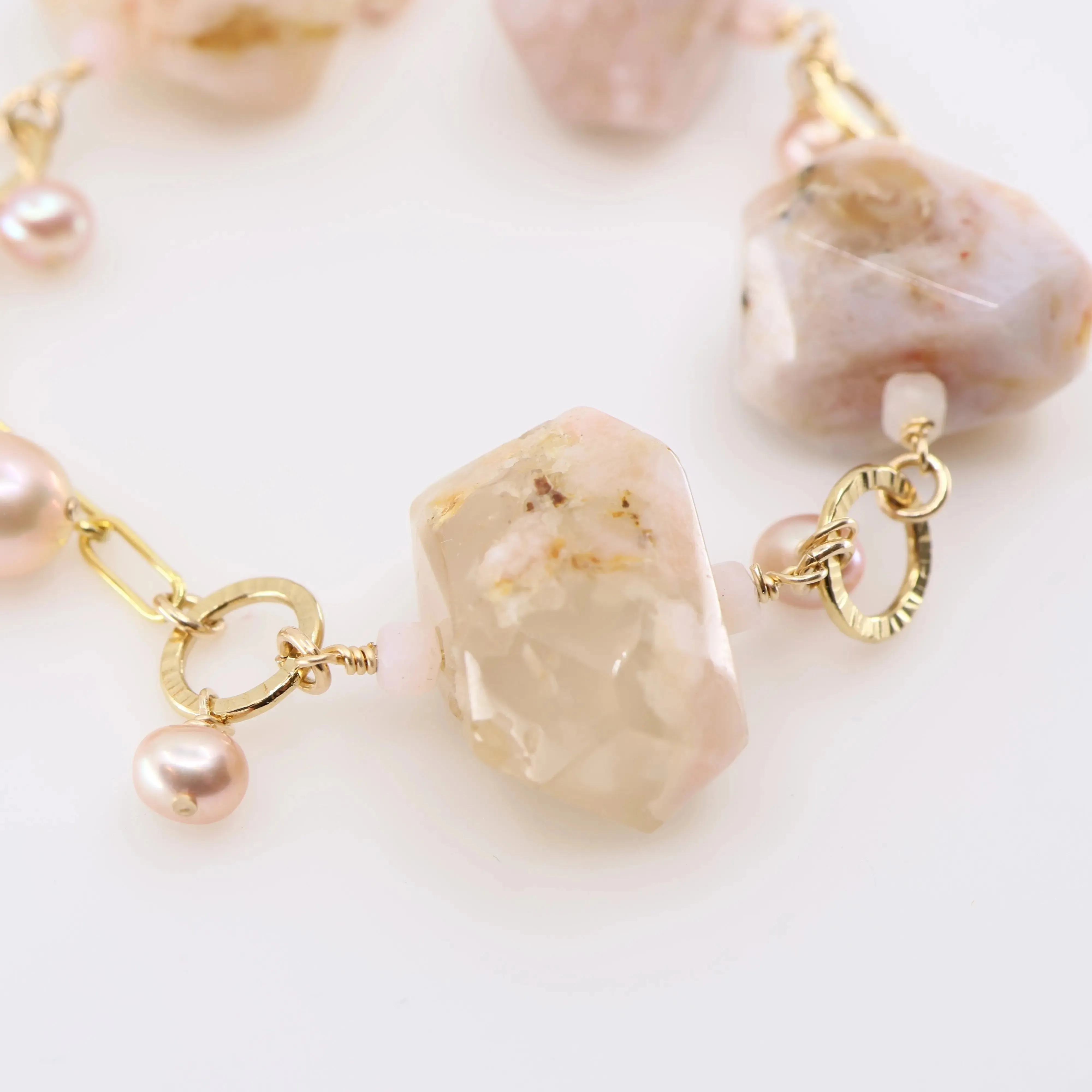 Cherry Blossom Agate & Pink Pearl Mixed Gemstone Bracelet