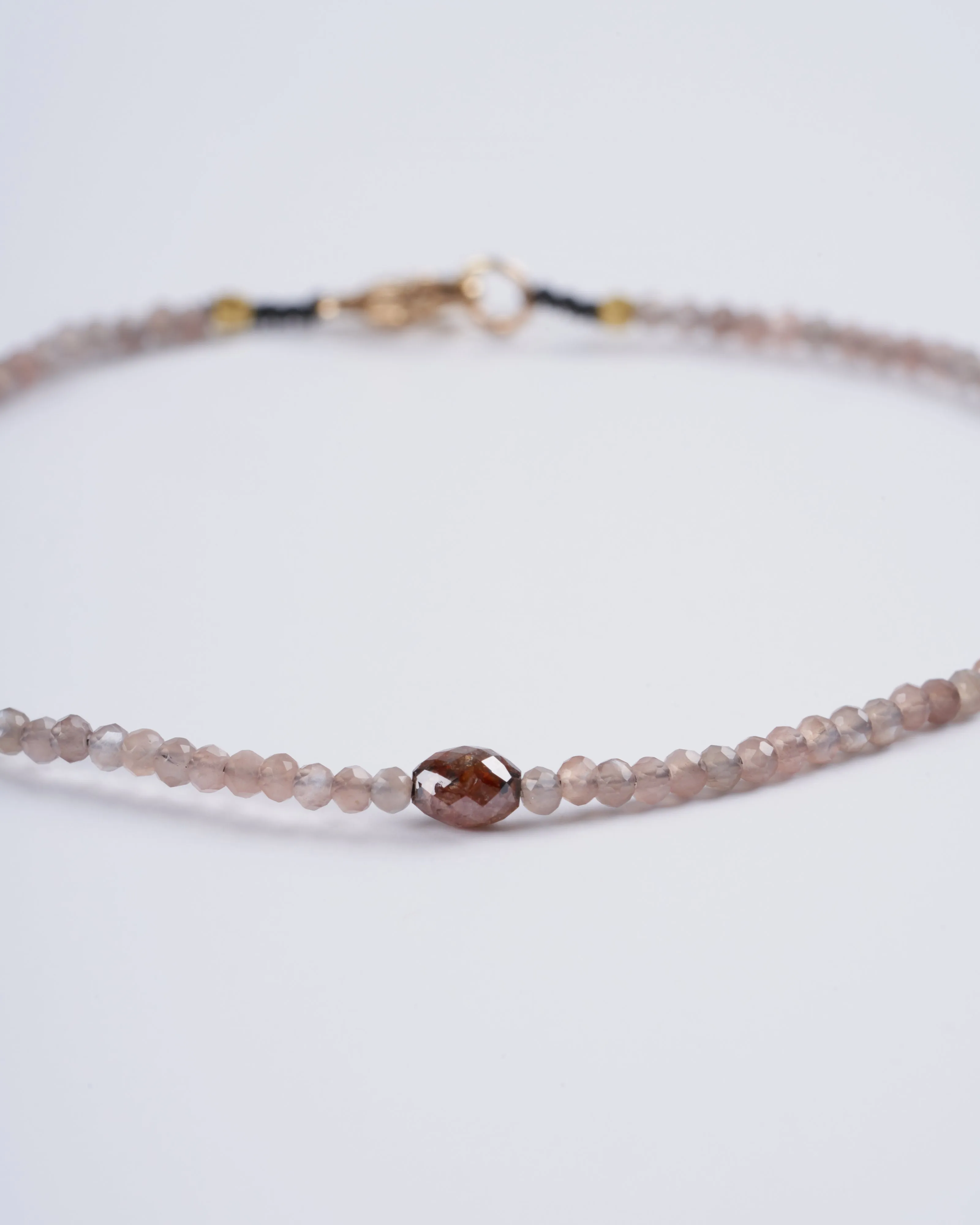 chocolate moonstone and rustic brown diamond beaded bracelet