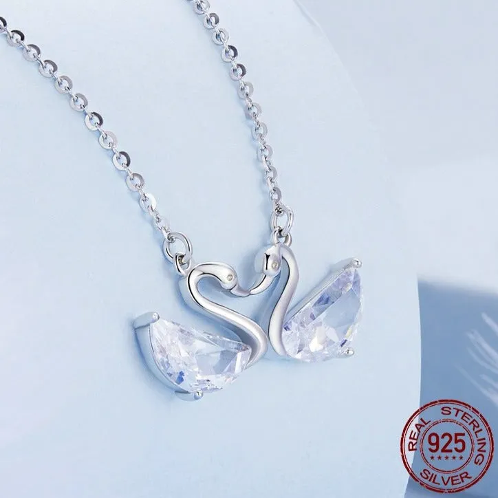 Crystal Swan Pendant Necklace