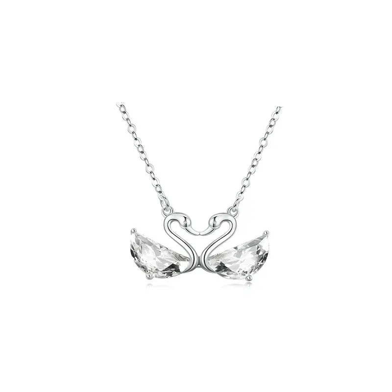 Crystal Swan Pendant Necklace