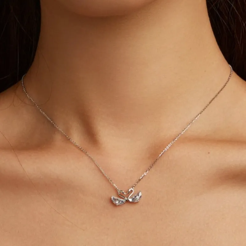 Crystal Swan Pendant Necklace