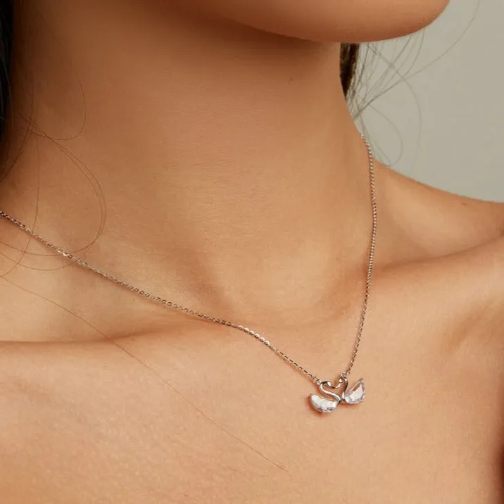 Crystal Swan Pendant Necklace