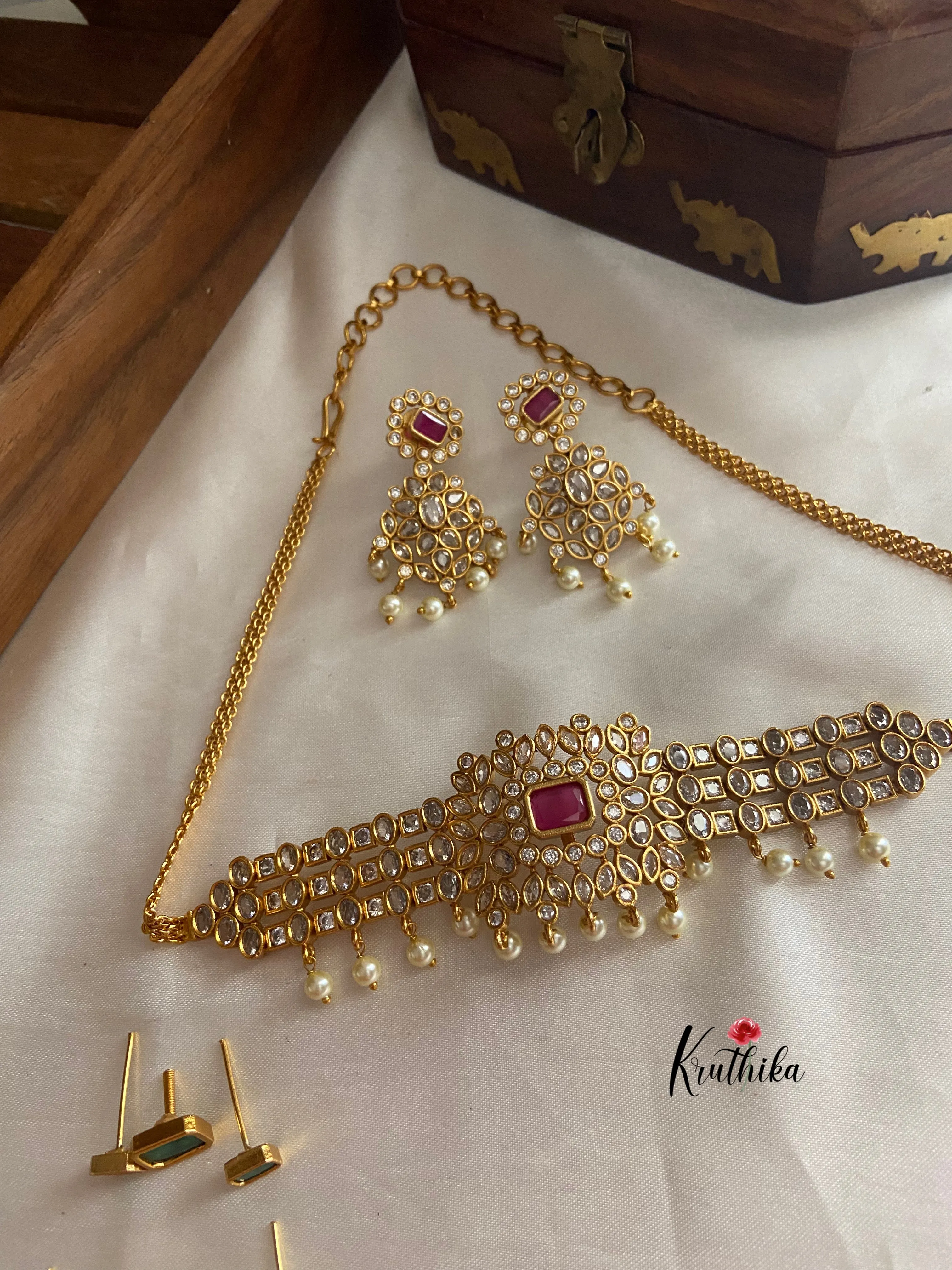 CZ choker with changeable stones NC796