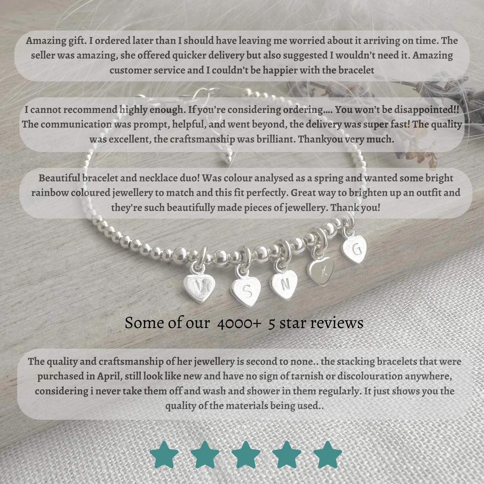 Dainty personalised Sapphire Bracelet, September Birthstone Jewellery in Sterling Silver