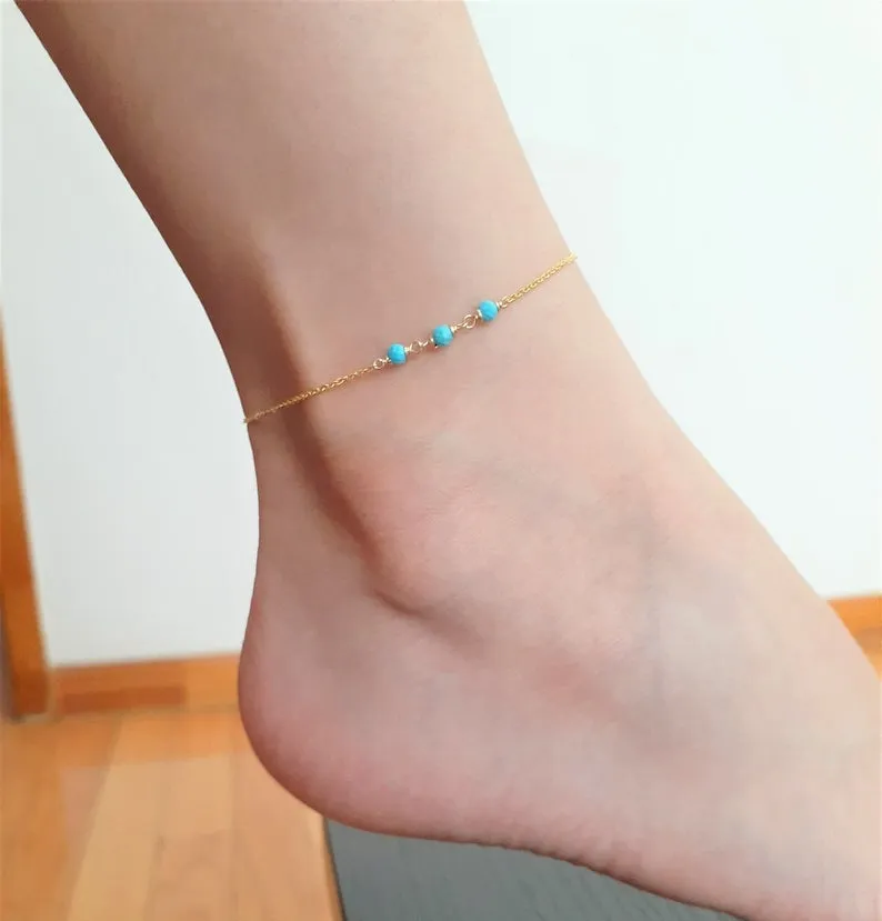 Dainty Sleeping Beauty Turquoise Anklet