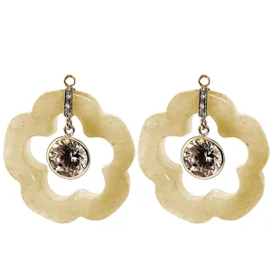 Dangling Flower Earring Pendants (Yellow carnelian)