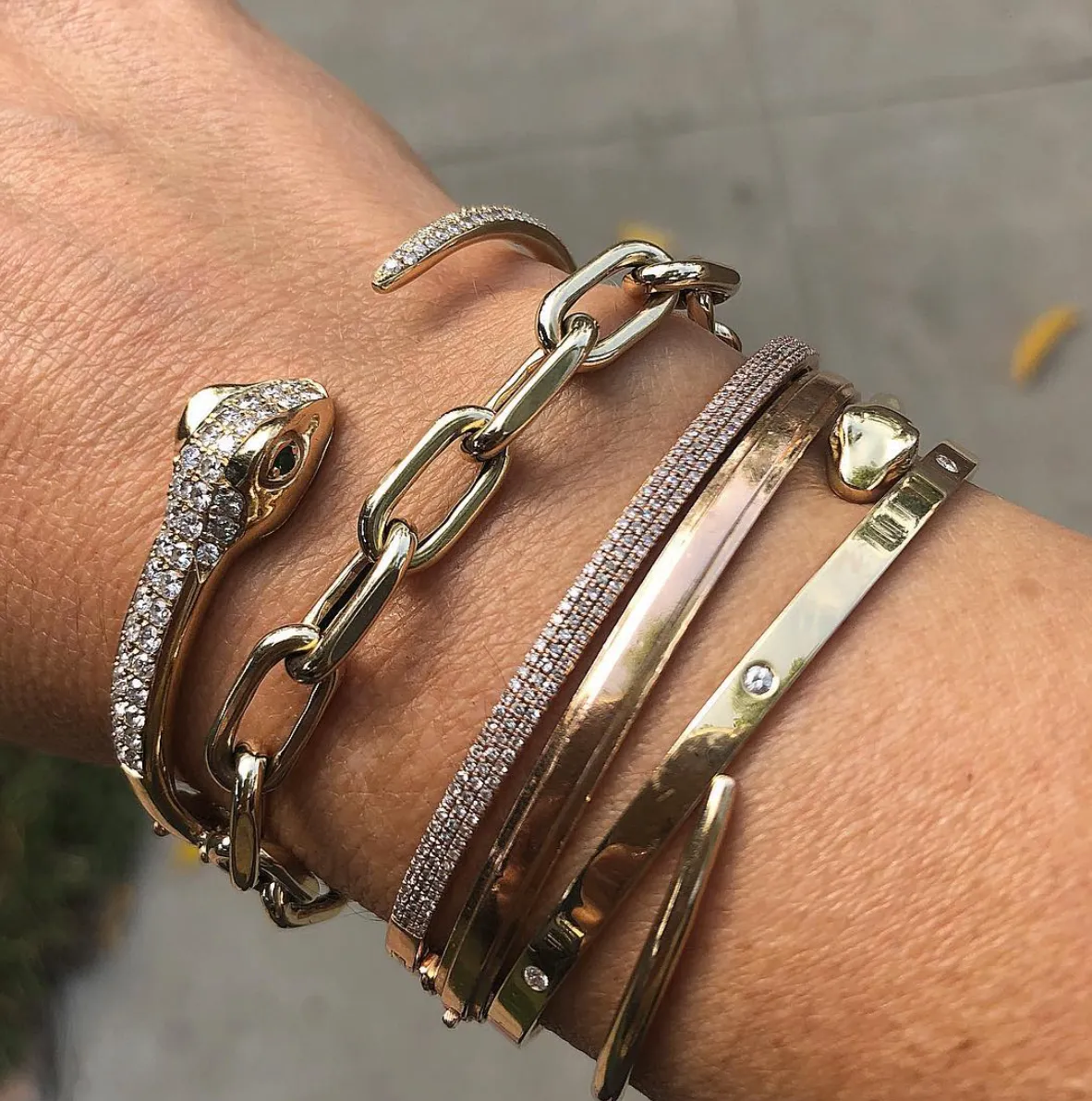 Diamond Snake Cuff Bracelet