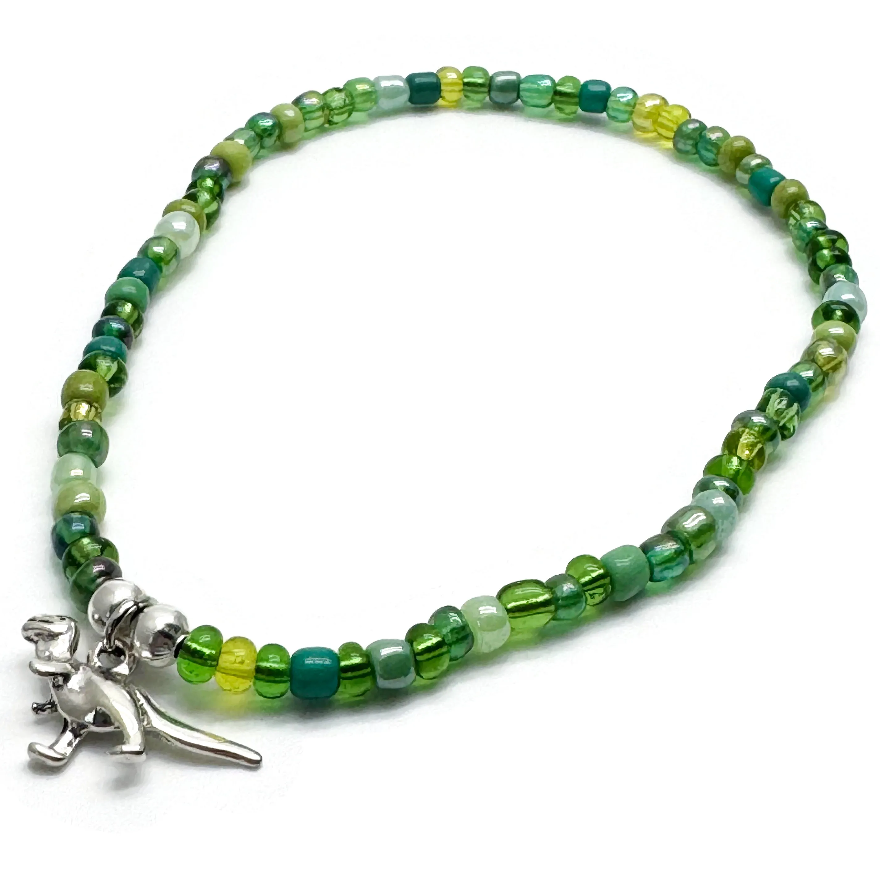 Dinosaur Charm Seed Bead Anklet - Colour Choice