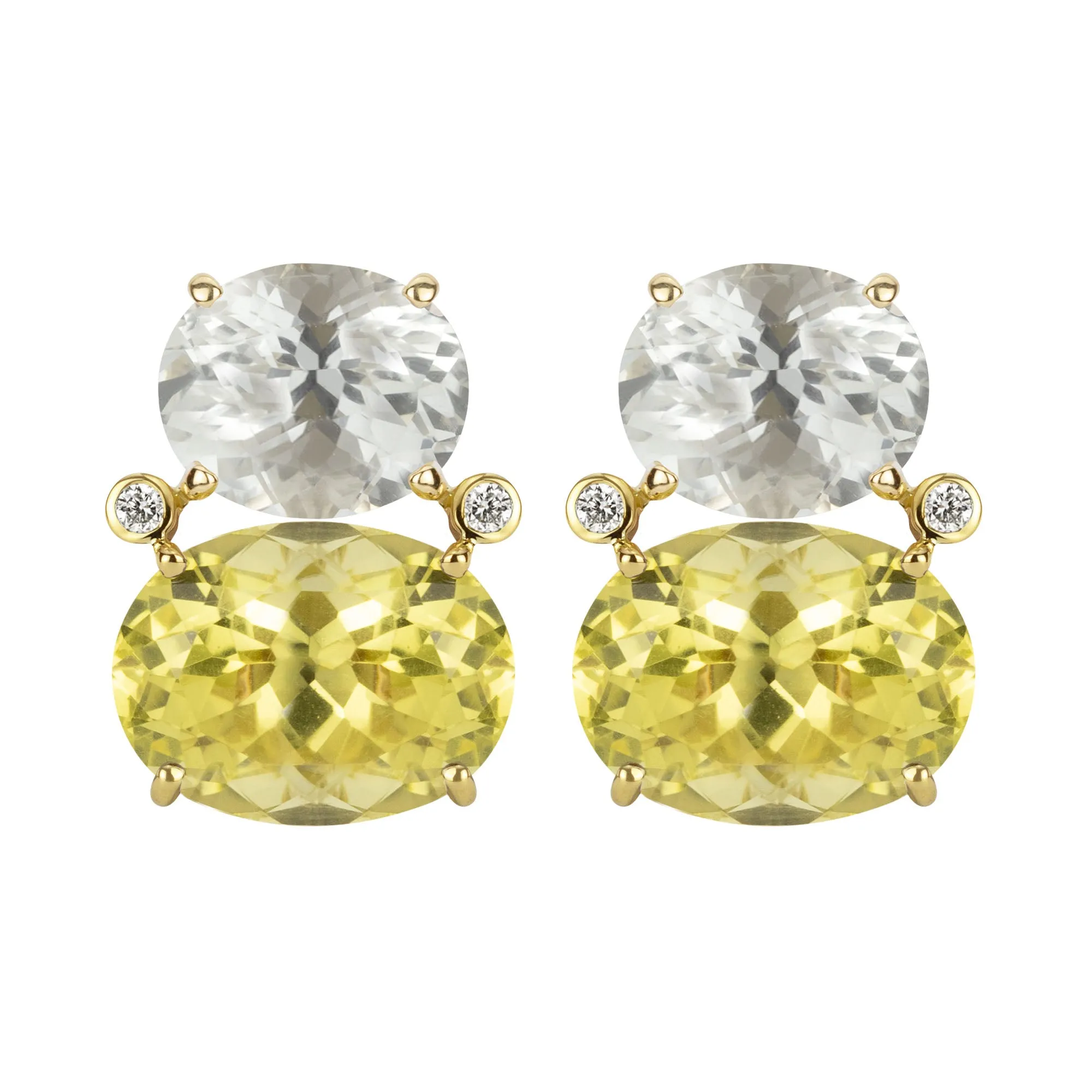 Earrings - Crystal, Lemon Quartz And Diamond