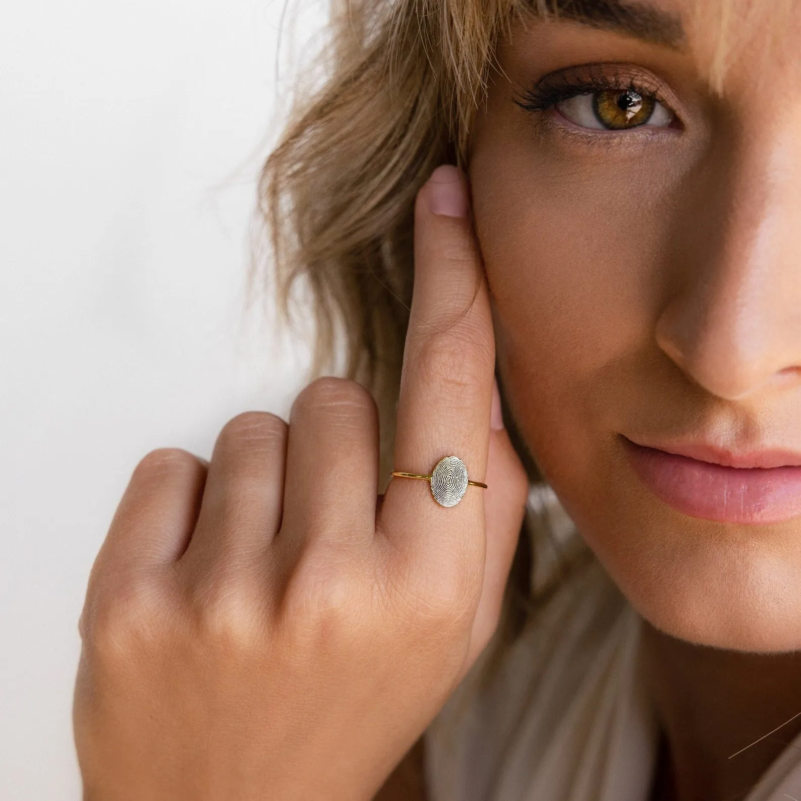 Fingerprint Oval Ring