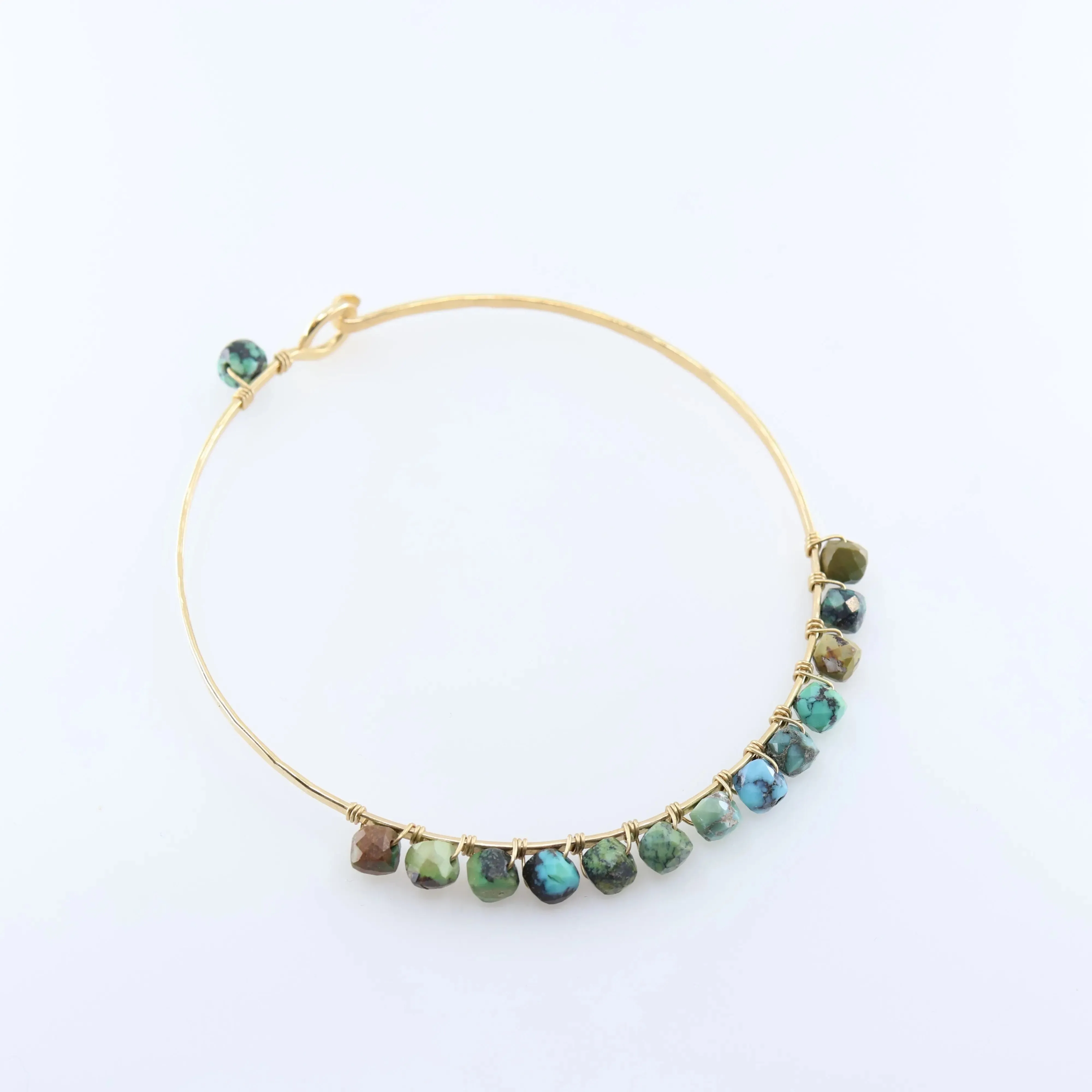 Forged Bangle with Green Turquoise