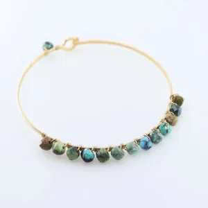 Forged Bangle with Green Turquoise