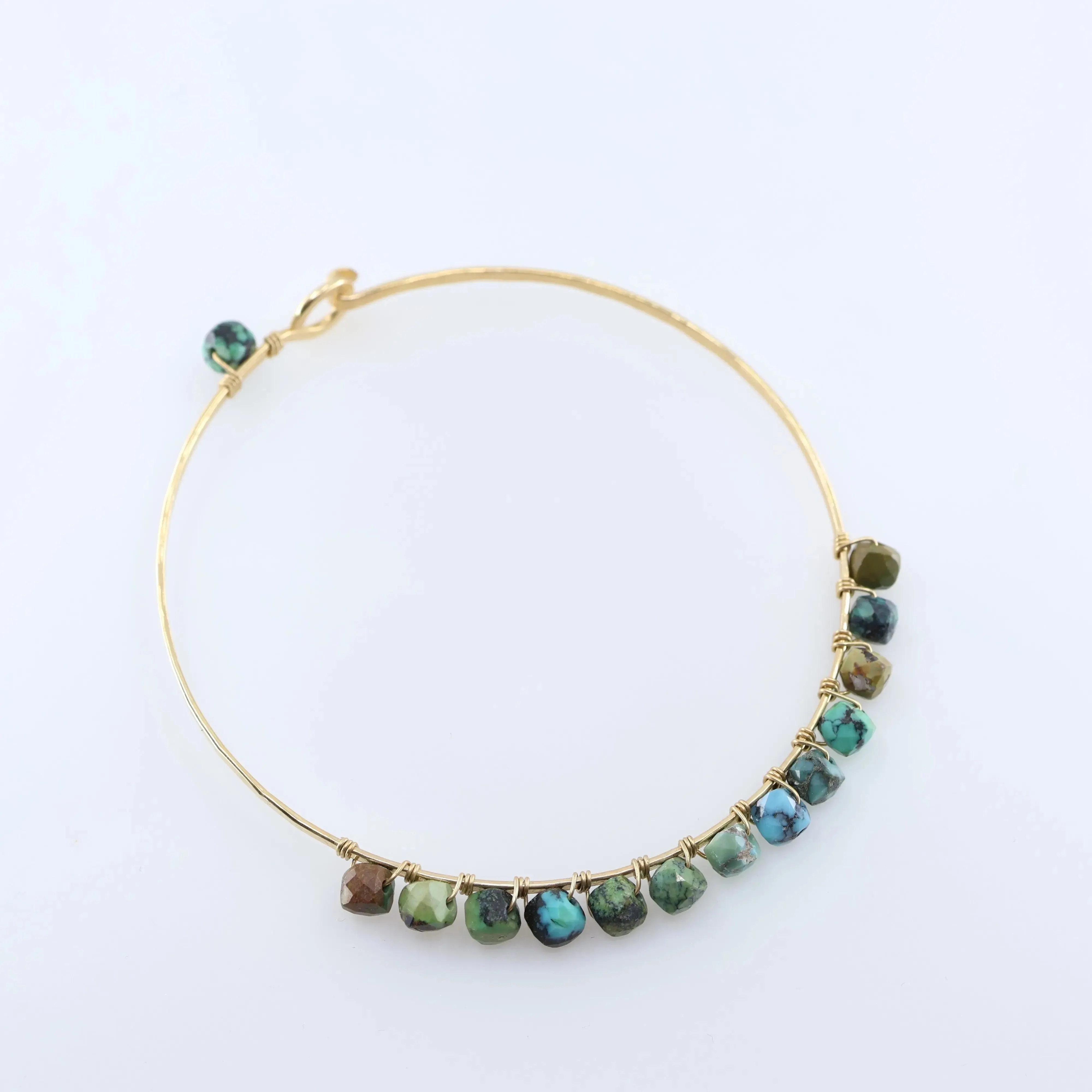 Forged Bangle with Green Turquoise