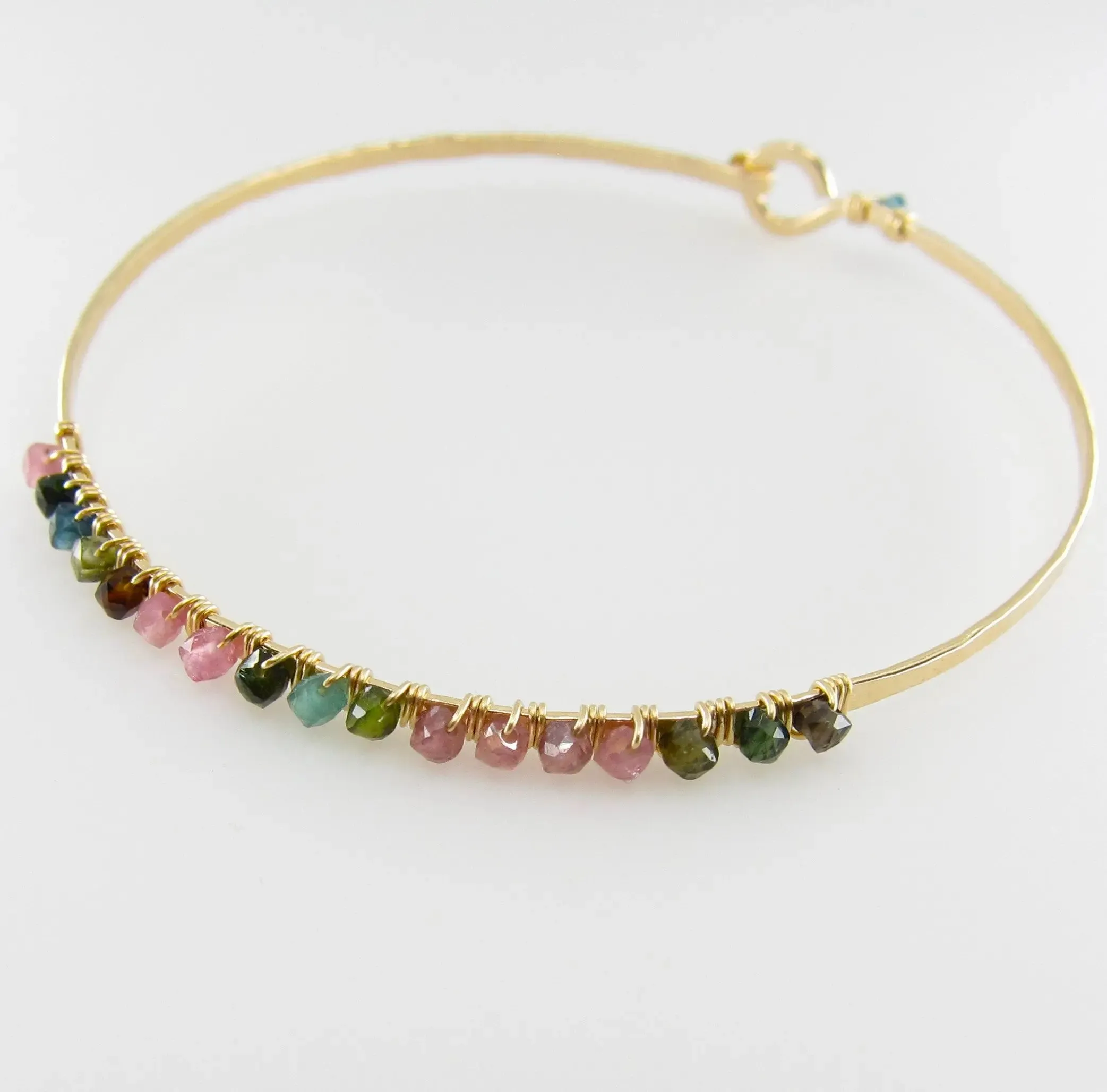 Forged Bangle Wrapped with Watermelon Tourmaline