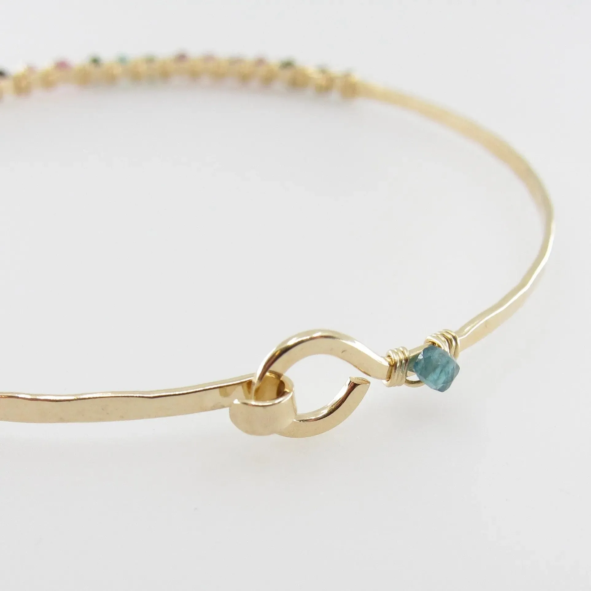 Forged Bangle Wrapped with Watermelon Tourmaline