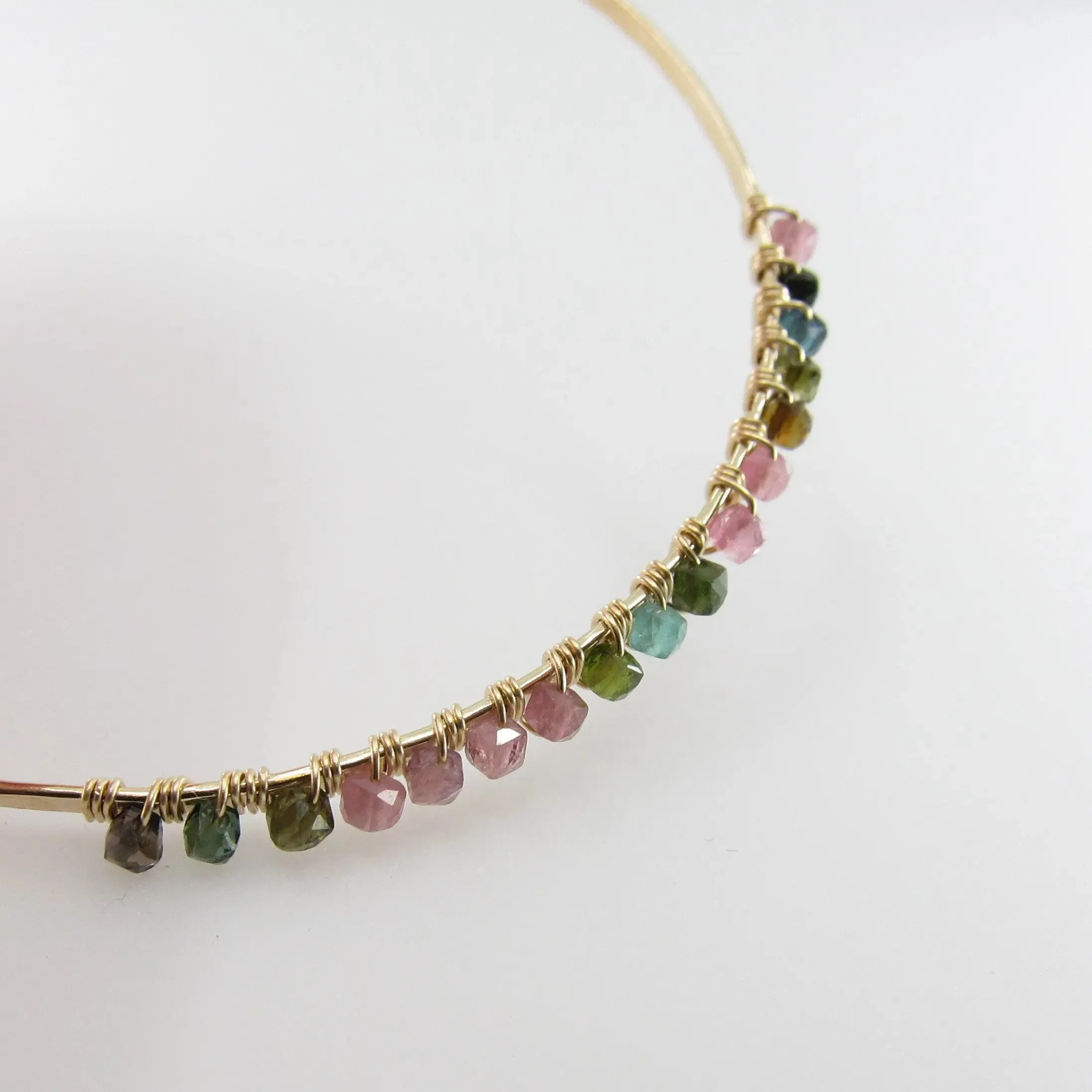 Forged Bangle Wrapped with Watermelon Tourmaline