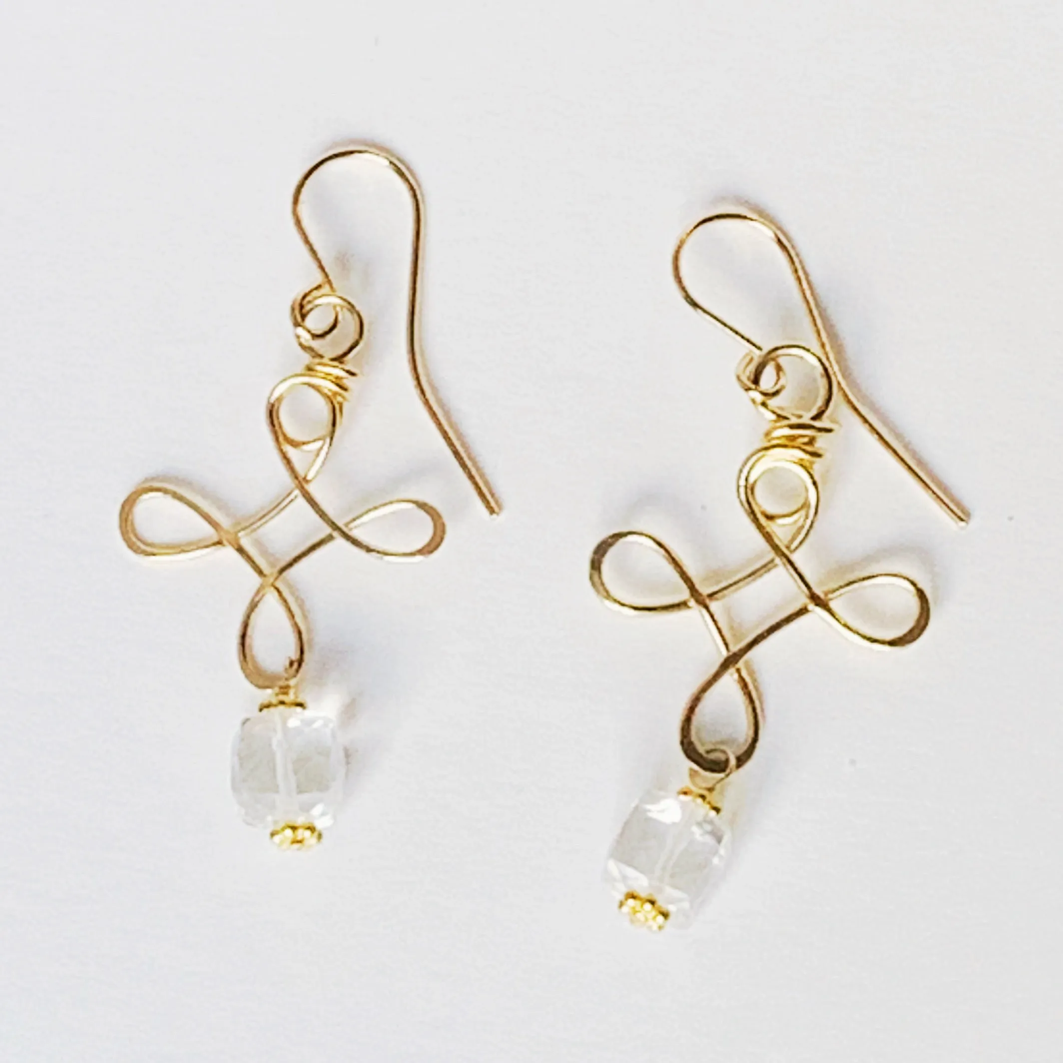 Forged Twizzle Earrings with stone drops