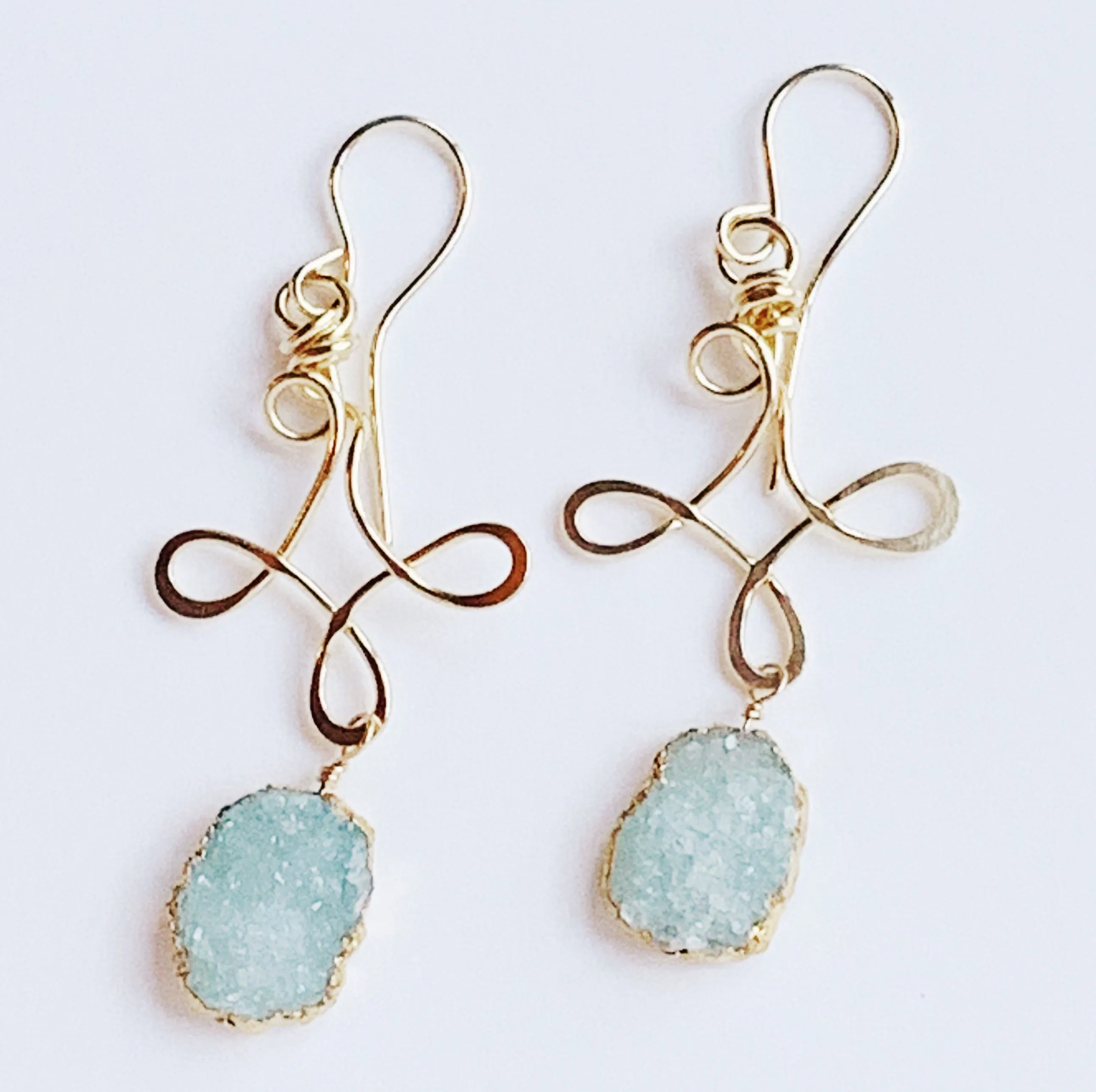 Forged Twizzle Earrings with stone drops