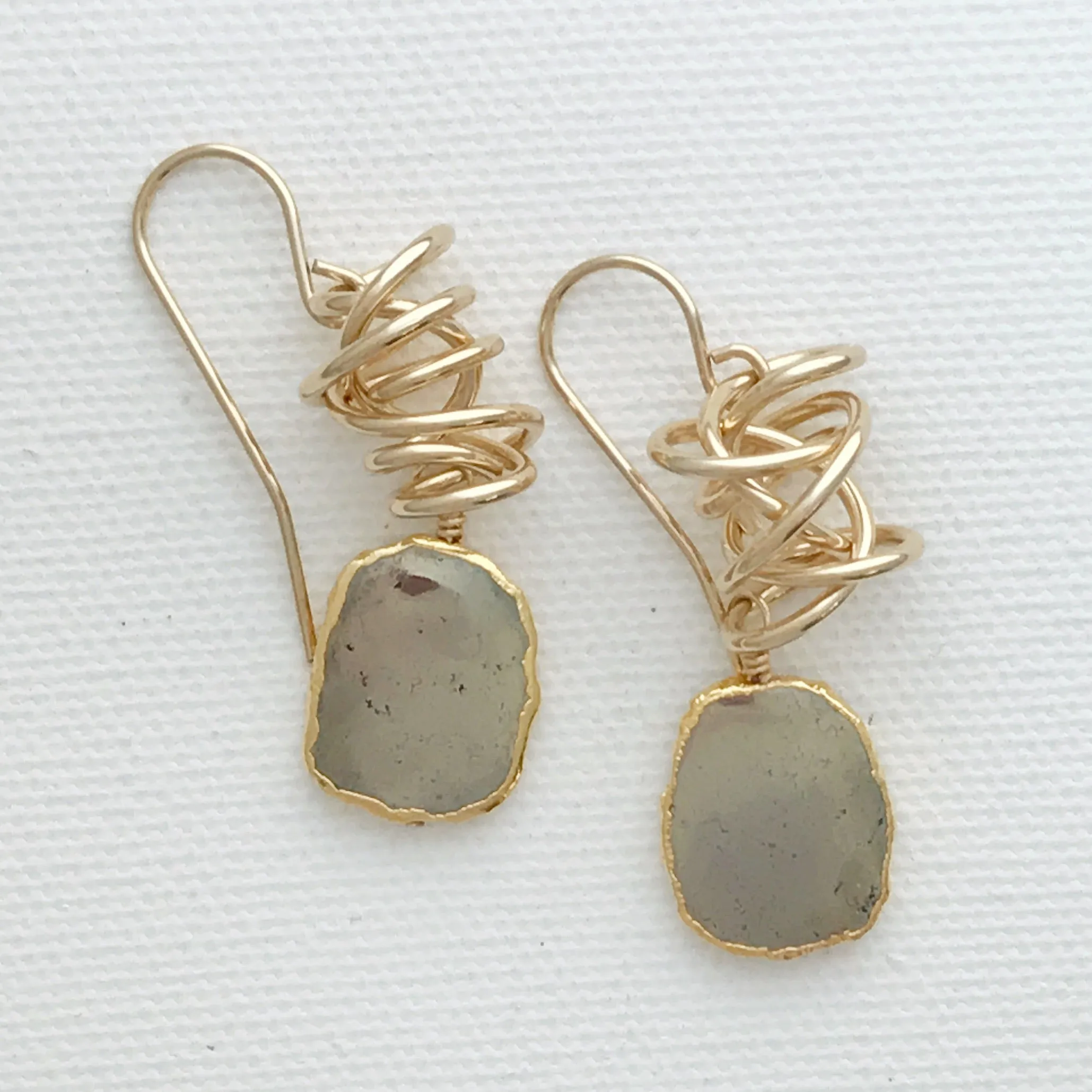 Forged Twizzle Earrings with stone drops