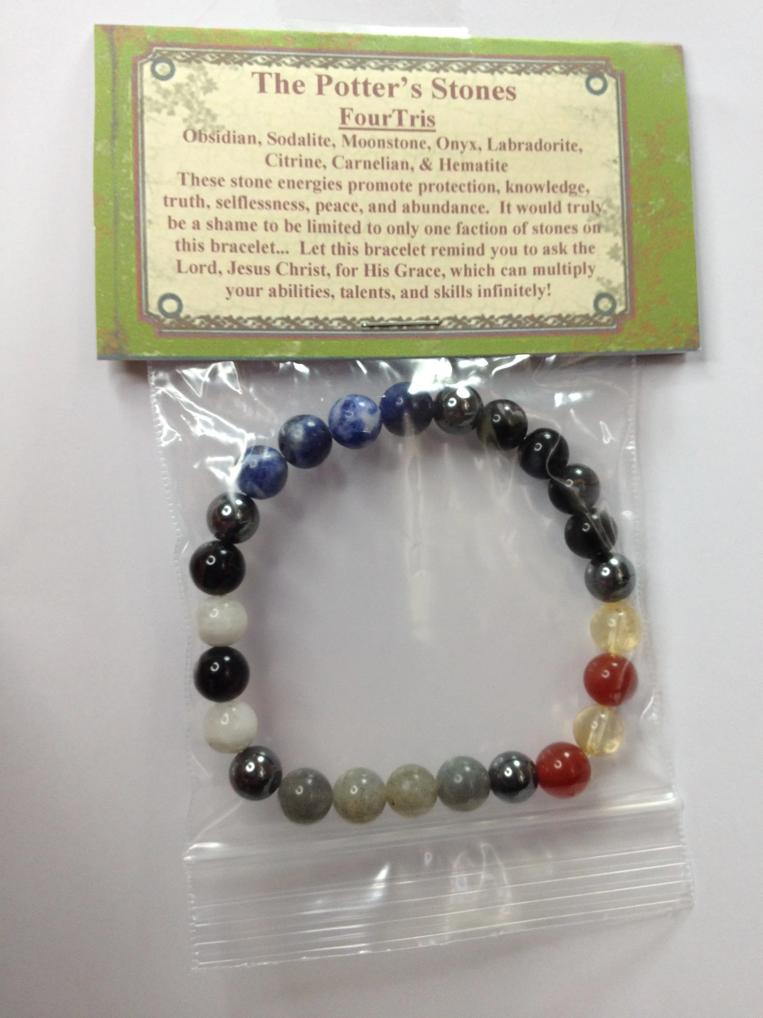 FourTris: Divergence of Gemstones Energy Beaded Stretch Bracelet