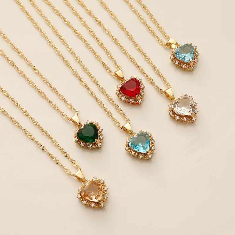 Full Diamond Zircon Love Necklace Women