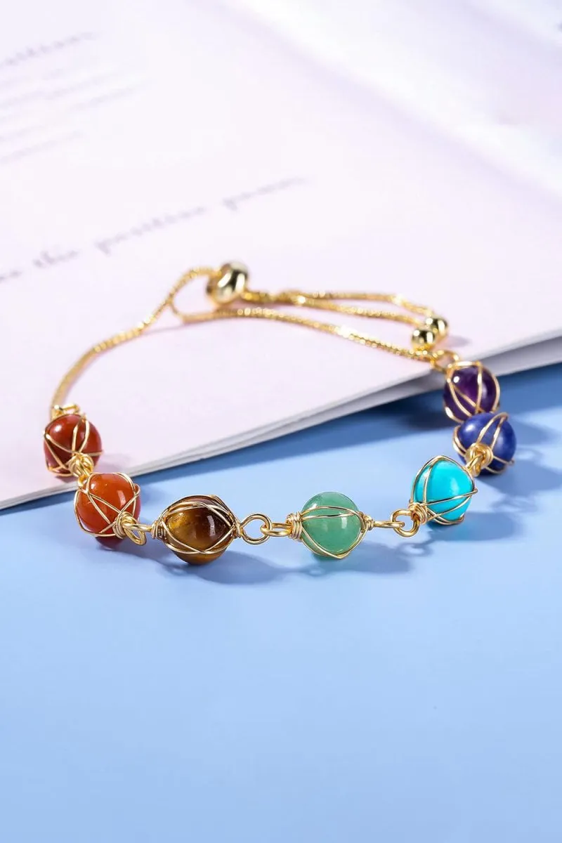 Gold 7 Chakra Gemstone Bracelets